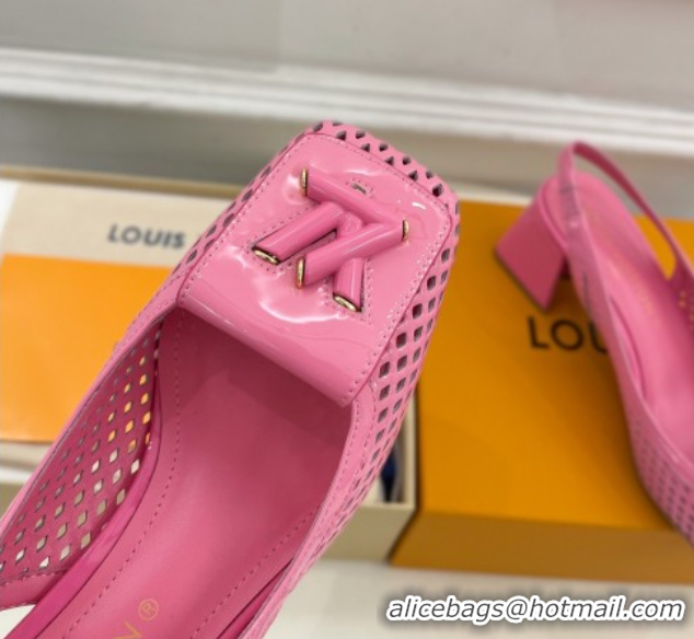 Duplicate Louis Vuitton Shake Slingback Pumps 5.5cm in Patent Perforated Leather 1AD0BX Pink 0829096