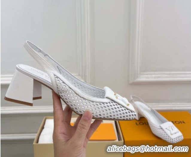 Shop Cheap Louis Vuitton Shake Slingback Pumps 5.5cm in Patent Perforated Leather 1AD0BX White 0829098