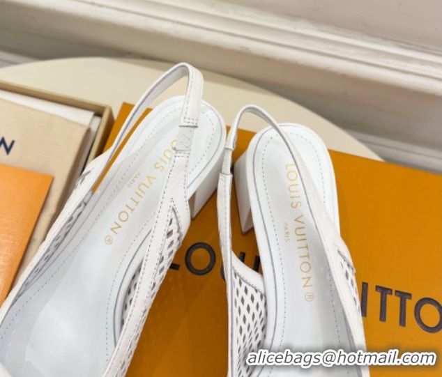 Shop Cheap Louis Vuitton Shake Slingback Pumps 5.5cm in Patent Perforated Leather 1AD0BX White 0829098