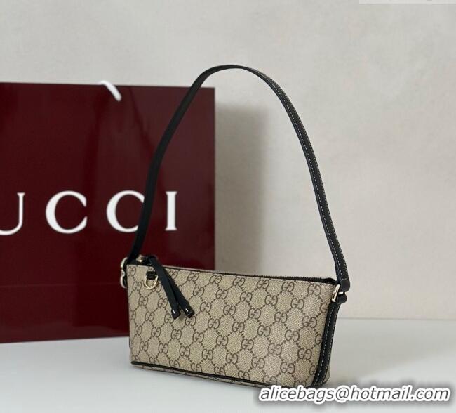 Good Quality Gucci GG Canvas Emblem small shoulder bag 847281 Beige/Black 2025