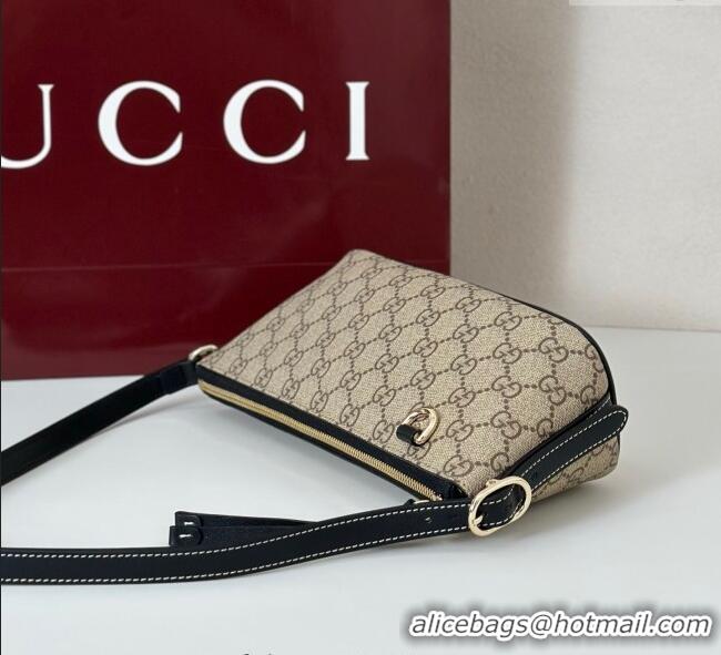 Good Quality Gucci GG Canvas Emblem small shoulder bag 847281 Beige/Black 2025