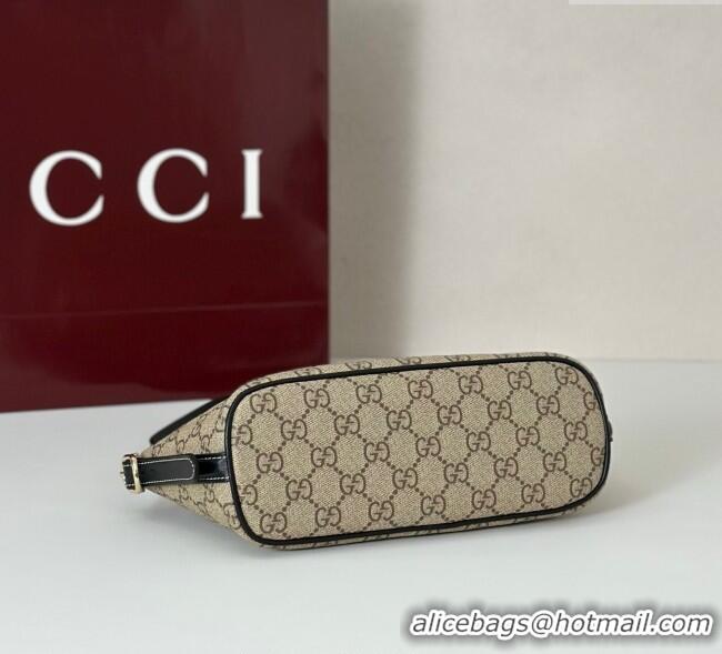 Good Quality Gucci GG Canvas Emblem small shoulder bag 847281 Beige/Black 2025