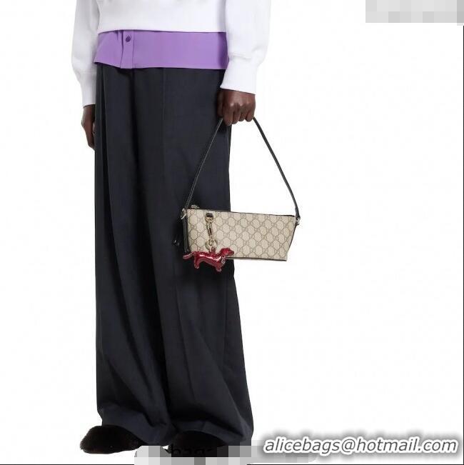 Good Quality Gucci GG Canvas Emblem small shoulder bag 847281 Beige/Black 2025