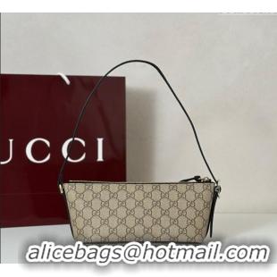 Luxury Cheap Gucci GG Canvas Emblem small shoulder bag 847281 Beige/Brown 2025