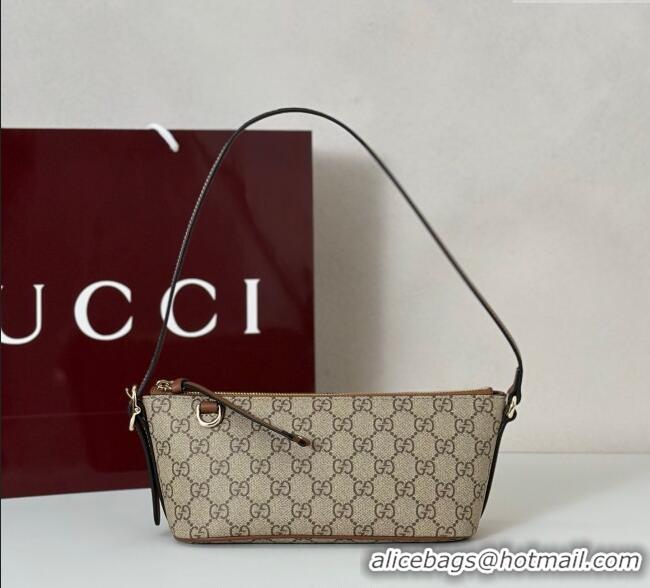 Luxury Cheap Gucci GG Canvas Emblem small shoulder bag 847281 Beige/Brown 2025
