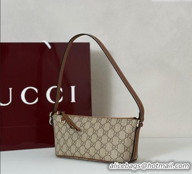 Luxury Cheap Gucci GG Canvas Emblem small shoulder bag 847281 Beige/Brown 2025