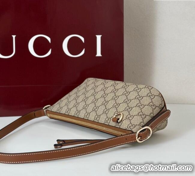 Luxury Cheap Gucci GG Canvas Emblem small shoulder bag 847281 Beige/Brown 2025