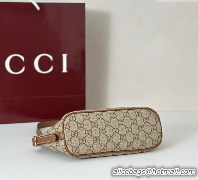 Luxury Cheap Gucci GG Canvas Emblem small shoulder bag 847281 Beige/Brown 2025