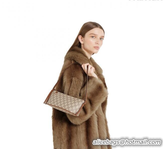 Luxury Cheap Gucci GG Canvas Emblem small shoulder bag 847281 Beige/Brown 2025