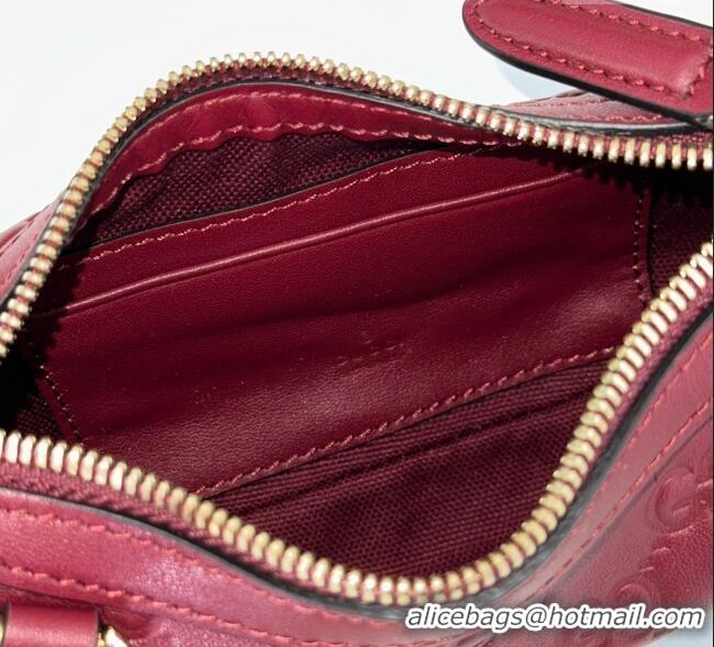 Trendy Design Gucci GG Leather Emblem mini shoulder bag 847091 Ancora Red 2025