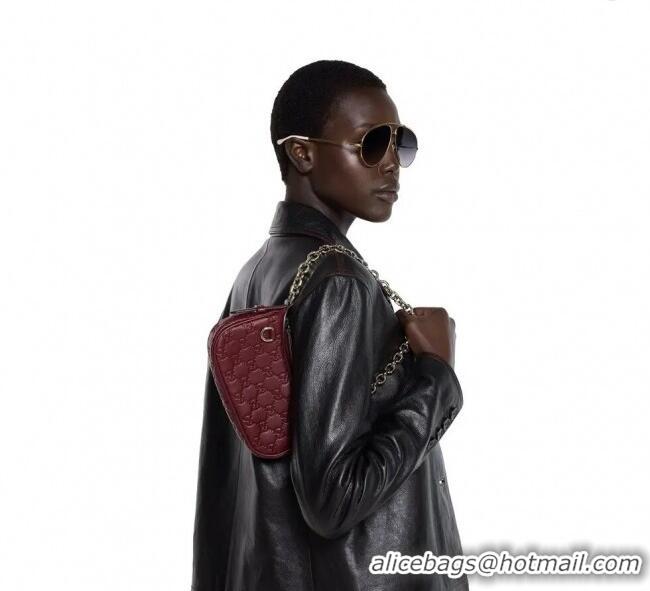 Trendy Design Gucci GG Leather Emblem mini shoulder bag 847091 Ancora Red 2025