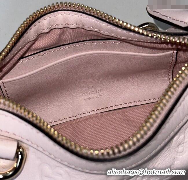 Good Looking Gucci GG Leather Emblem mini shoulder bag 847091 Light Pink 2025