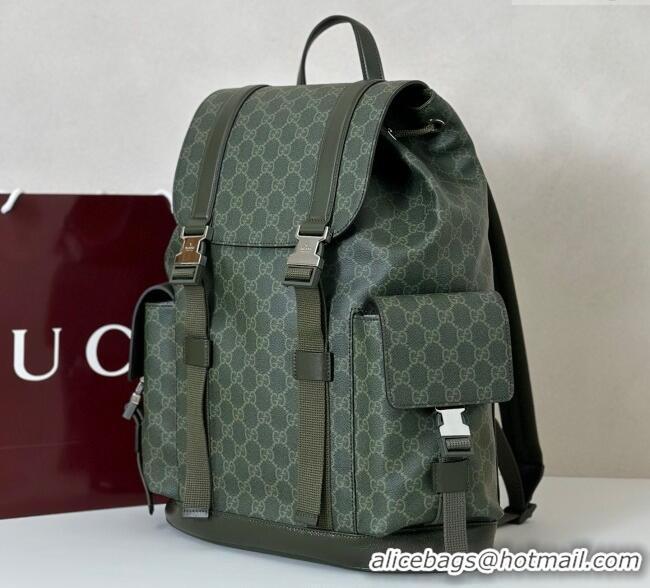 Big Discount Gucci Mens GG Monogram large backpack bag 792080 Forest Green 2025