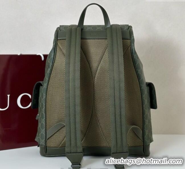 Big Discount Gucci Mens GG Monogram large backpack bag 792080 Forest Green 2025