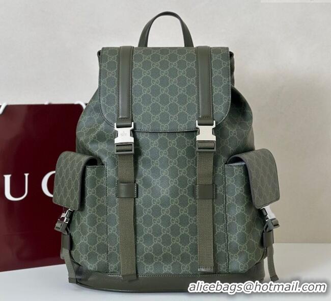 Big Discount Gucci Mens GG Monogram large backpack bag 792080 Forest Green 2025