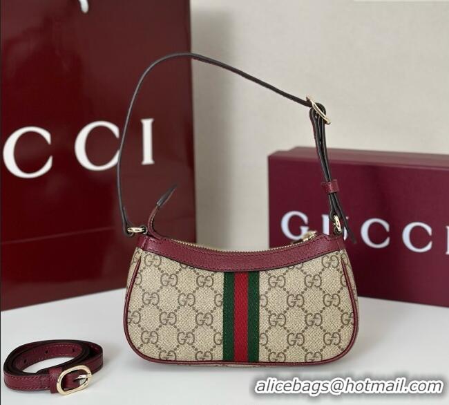 Most Popular Gucci Ophidia GG Canvas mini shoulder bag 838465 Beige/Red 2025