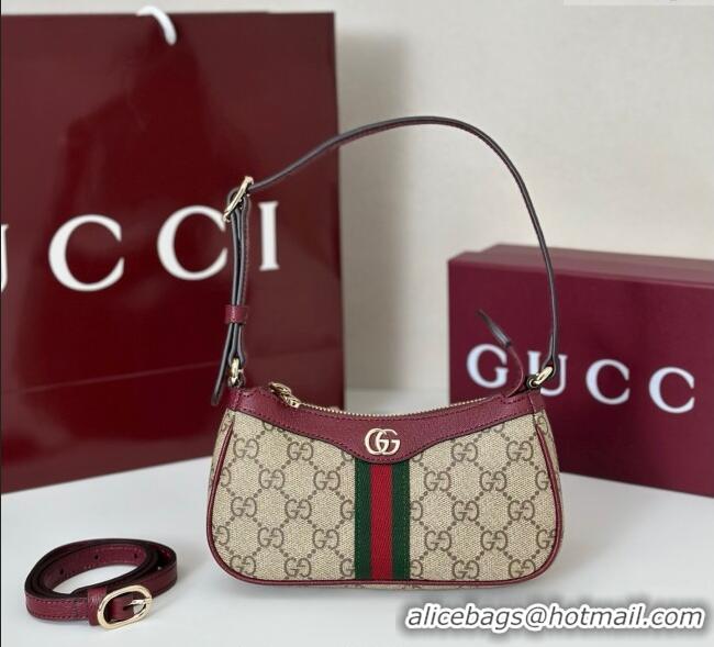 Most Popular Gucci Ophidia GG Canvas mini shoulder bag 838465 Beige/Red 2025