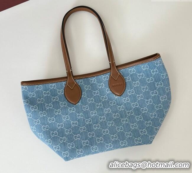 Inexpensive Gucci Totissima Small Tote bag GG Denim 820496 Light Blue 2025
