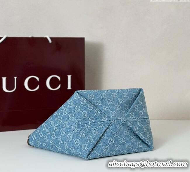 Inexpensive Gucci Totissima Small Tote bag GG Denim 820496 Light Blue 2025