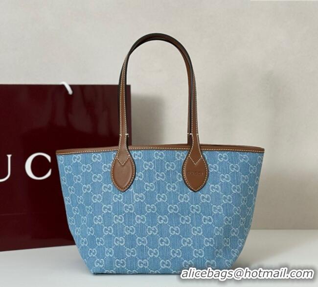 Inexpensive Gucci Totissima Small Tote bag GG Denim 820496 Light Blue 2025