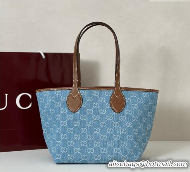 Inexpensive Gucci Totissima Small Tote bag GG Denim 820496 Light Blue 2025