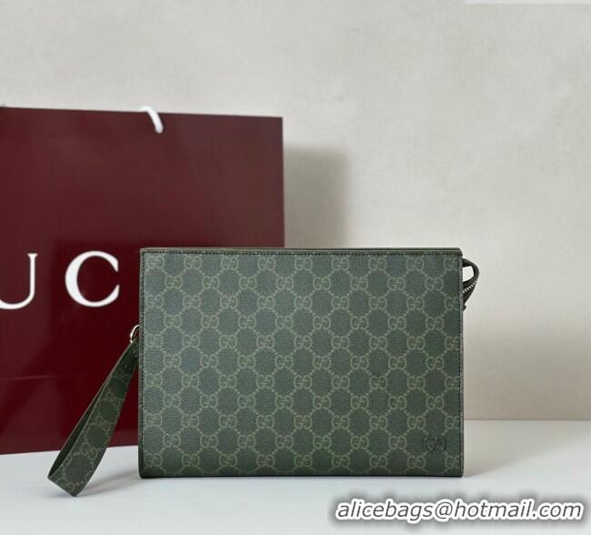 Best Price Gucci Mens GG Monogram small pouch 768255 Forest Green 2025
