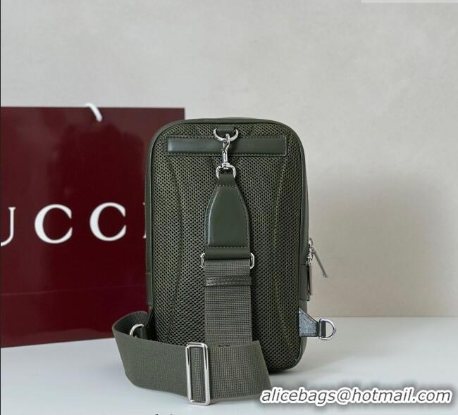 Grade Quality Gucci Mens GG Monogram small slingback bag 822073 Forest Green 2025