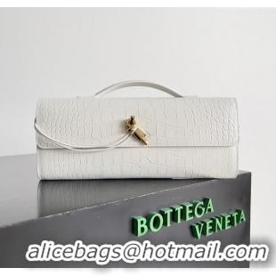 Best Quality Bottega Veneta Andiamo Clutch in Crocodile Pattern Leather 11508 White 2025