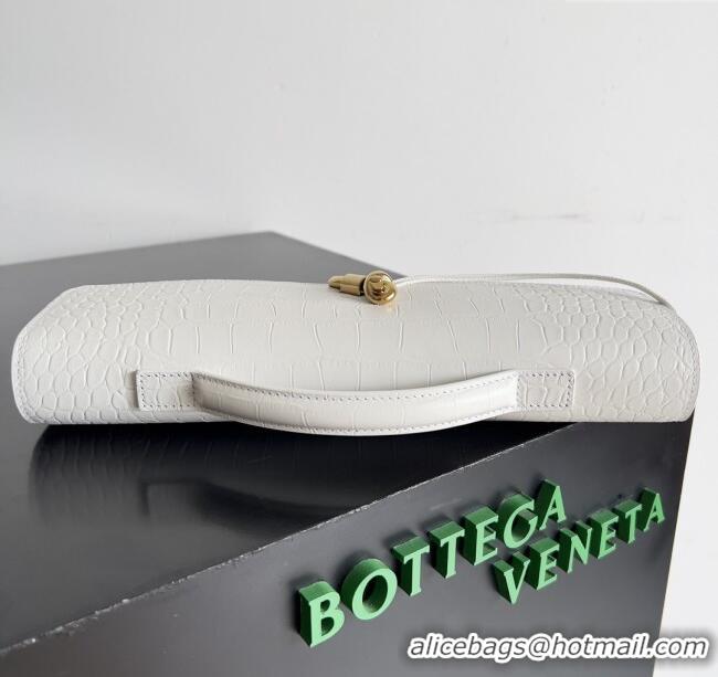 Best Quality Bottega Veneta Andiamo Clutch in Crocodile Pattern Leather 11508 White 2025