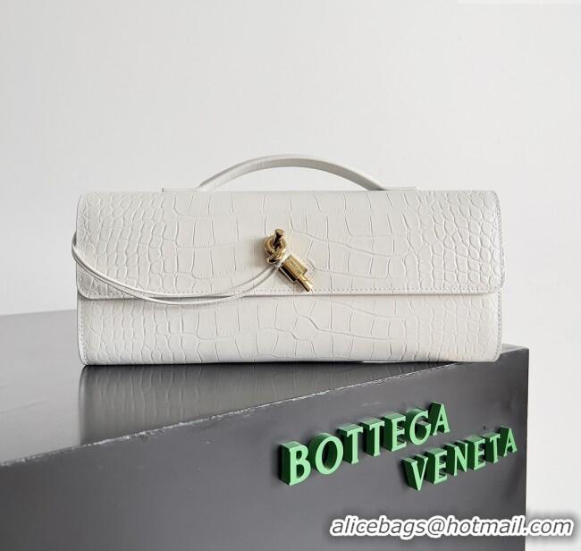 Best Quality Bottega Veneta Andiamo Clutch in Crocodile Pattern Leather 11508 White 2025