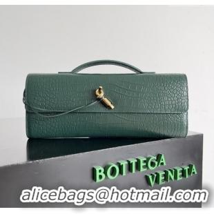 New Design Bottega Veneta Andiamo Clutch in Crocodile Pattern Leather 11508 Green 2025