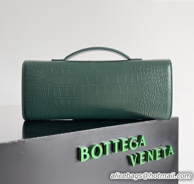 New Design Bottega Veneta Andiamo Clutch in Crocodile Pattern Leather 11508 Green 2025