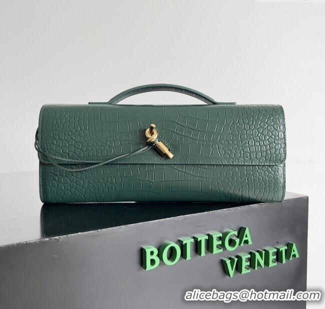 New Design Bottega Veneta Andiamo Clutch in Crocodile Pattern Leather 11508 Green 2025
