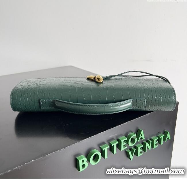 New Design Bottega Veneta Andiamo Clutch in Crocodile Pattern Leather 11508 Green 2025