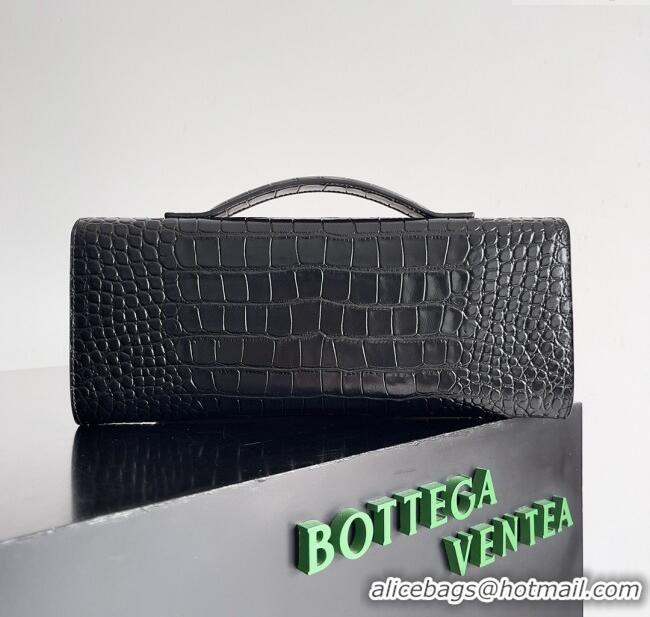 Top Quality Bottega Veneta Andiamo Clutch in Crocodile Pattern Leather 11508 Black 2025