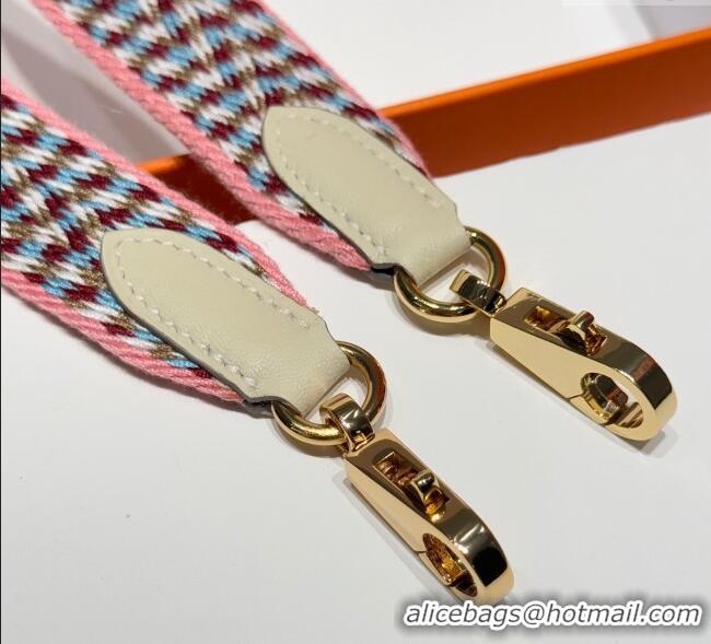 Best Quality Hermes Canvas Bag Strap 2.5x105cm 1008 Light Pink/Gold 2025