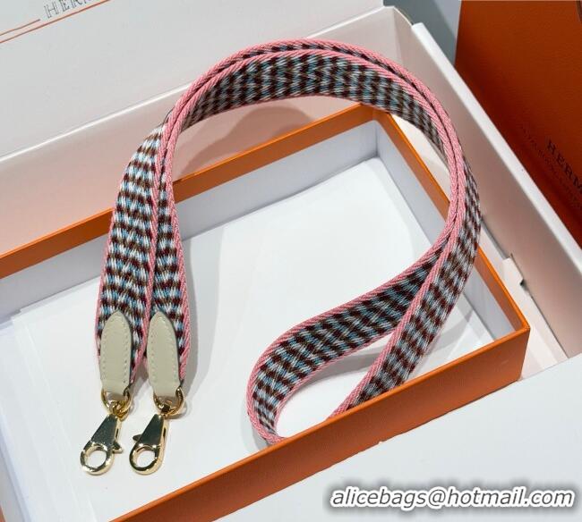 Best Quality Hermes Canvas Bag Strap 2.5x105cm 1008 Light Pink/Gold 2025