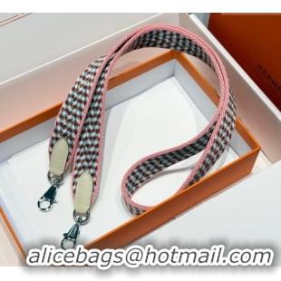 Top Grade Hermes Canvas Bag Strap 2.5x105cm 1008 Light Pink/Silver 2025