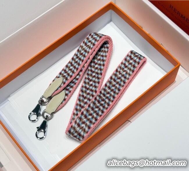 Top Grade Hermes Canvas Bag Strap 2.5x105cm 1008 Light Pink/Silver 2025