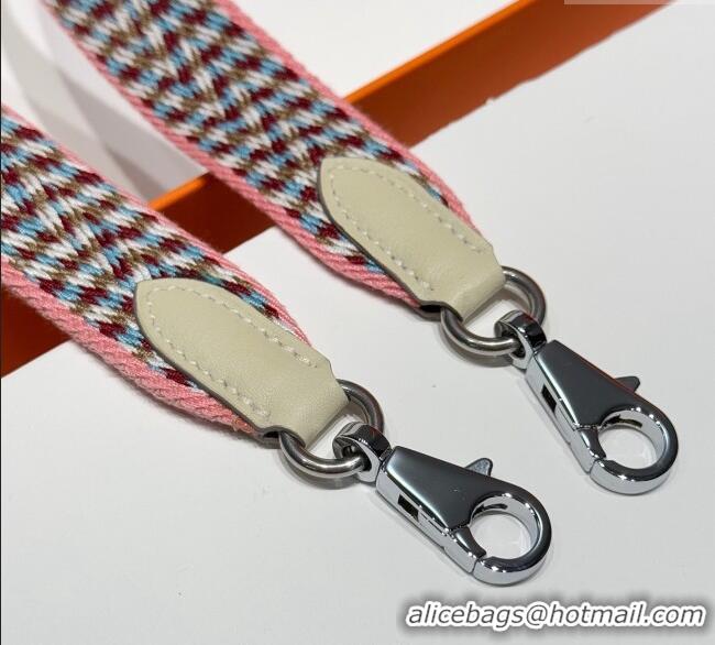 Top Grade Hermes Canvas Bag Strap 2.5x105cm 1008 Light Pink/Silver 2025
