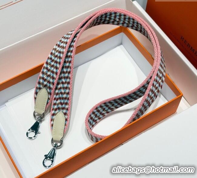 Top Grade Hermes Canvas Bag Strap 2.5x105cm 1008 Light Pink/Silver 2025