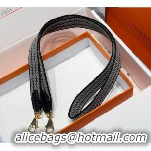 Shop Discount Hermes Canvas Bag Strap 2.5x105cm 1008 Black/Gold 2025