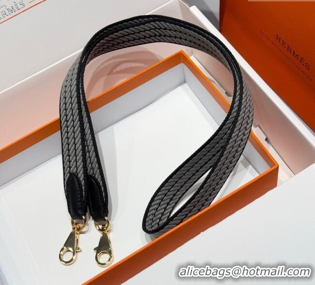 Shop Discount Hermes Canvas Bag Strap 2.5x105cm 1008 Black/Gold 2025