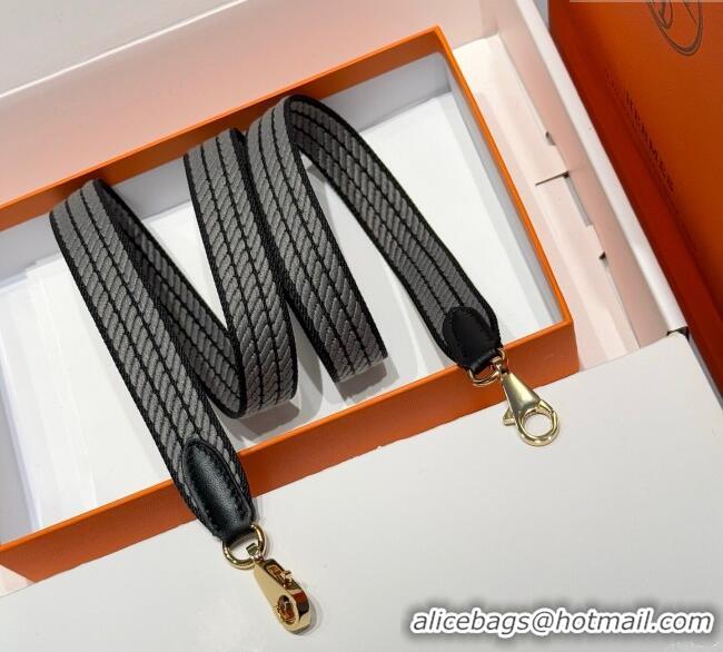 Shop Discount Hermes Canvas Bag Strap 2.5x105cm 1008 Black/Gold 2025