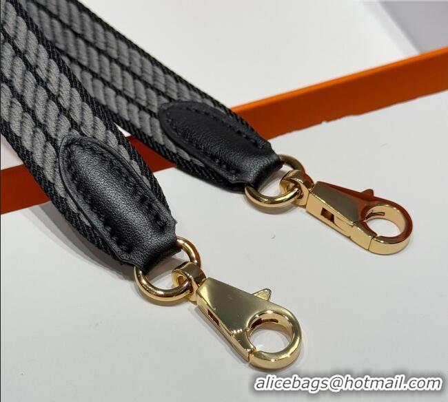 Shop Discount Hermes Canvas Bag Strap 2.5x105cm 1008 Black/Gold 2025