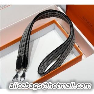 Well Crafted Hermes Canvas Bag Strap 2.5x105cm 1008 Black/Silver 2025