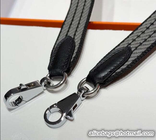 Well Crafted Hermes Canvas Bag Strap 2.5x105cm 1008 Black/Silver 2025