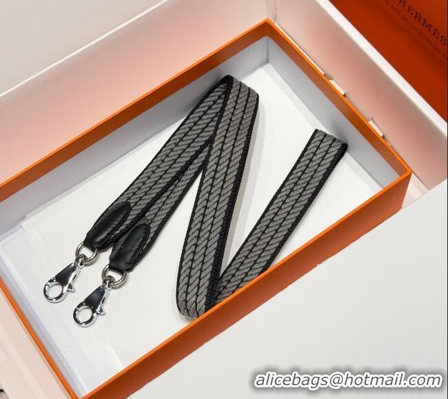 Well Crafted Hermes Canvas Bag Strap 2.5x105cm 1008 Black/Silver 2025