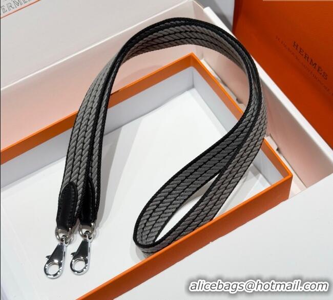 Well Crafted Hermes Canvas Bag Strap 2.5x105cm 1008 Black/Silver 2025