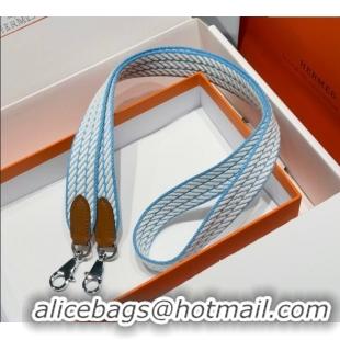 New Fashion Hermes Canvas Bag Strap 2.5x105cm 1008 Light Blue/Silver 2025